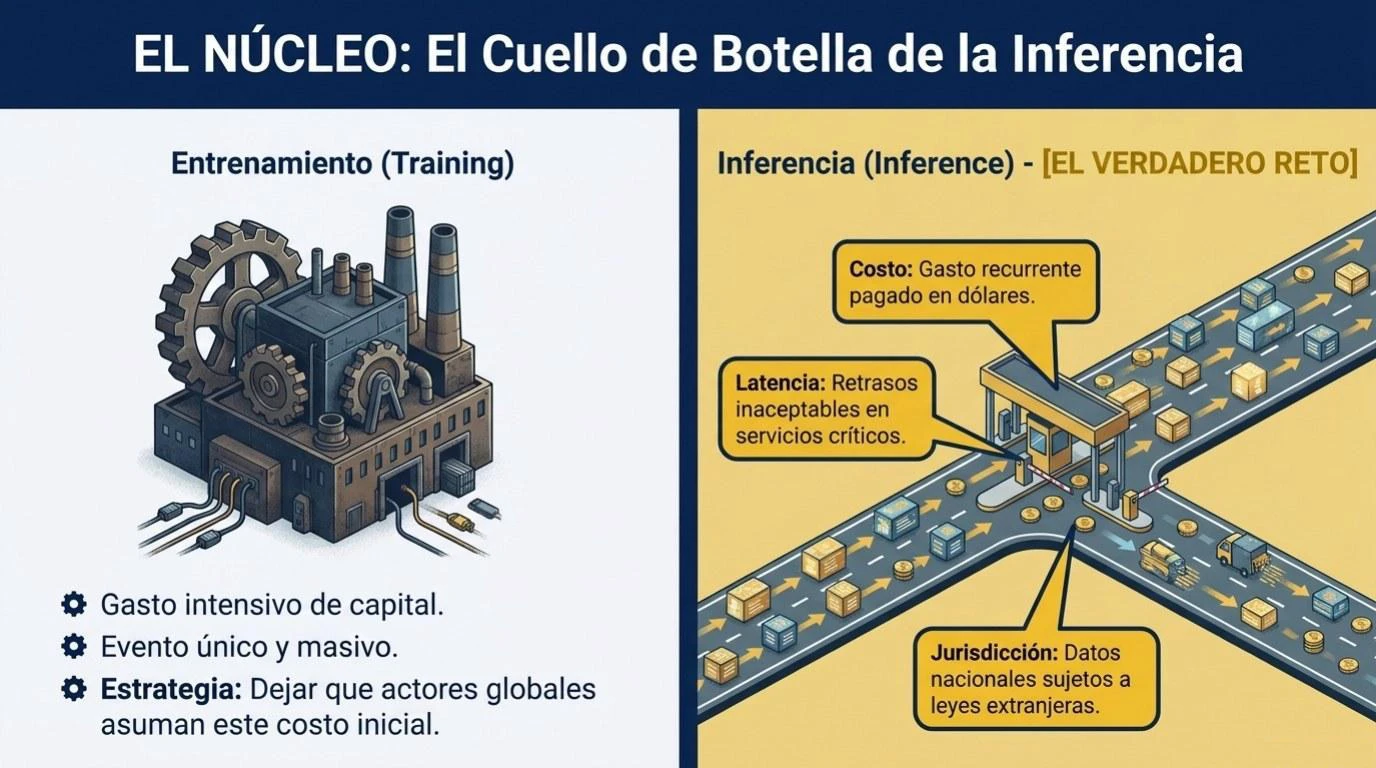 El cuello de botella de la inferencia: por qué depender de servidores extranjeros para ejecutar modelos de IA genera costo, latencia y dependencia estructural para un país como Ecuador.